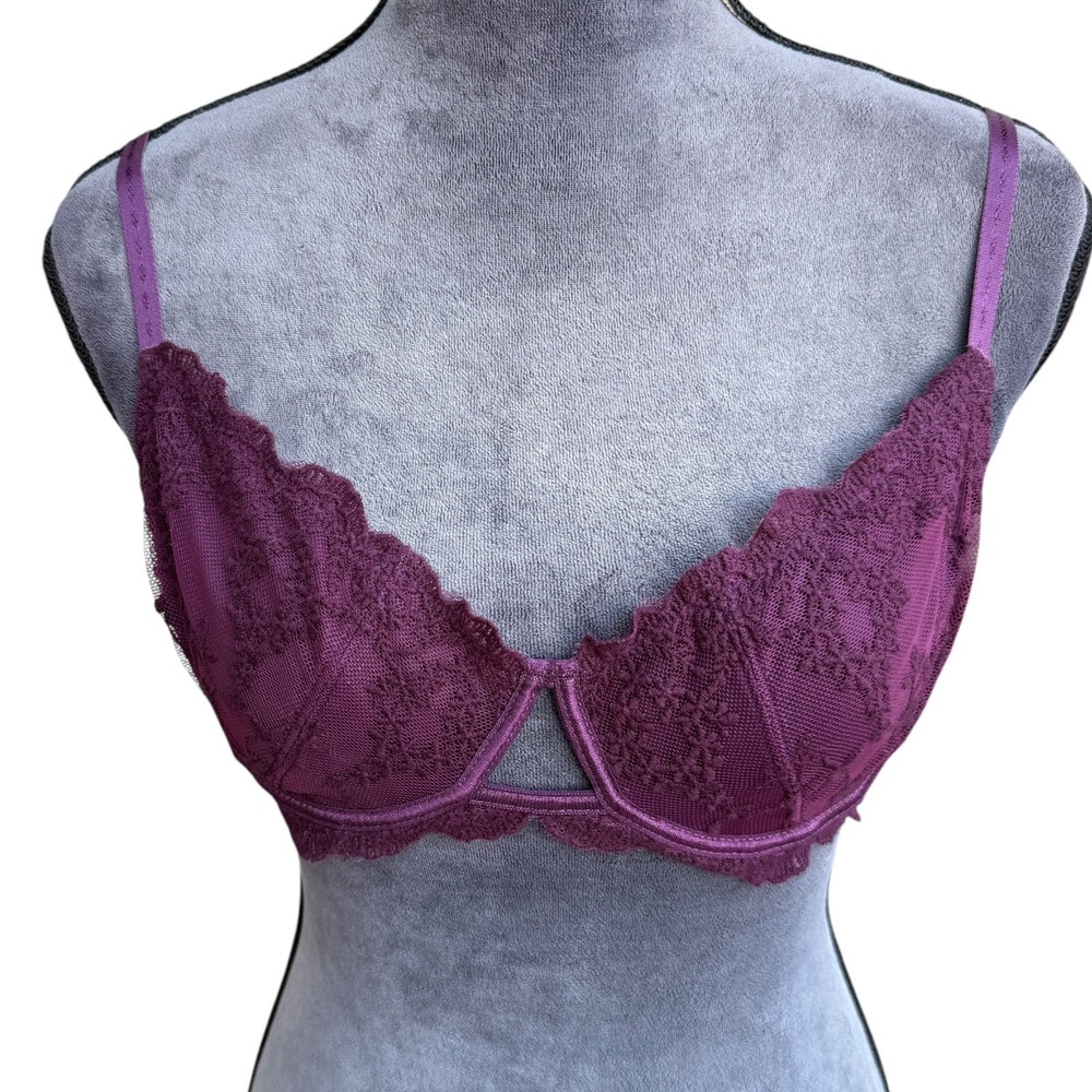 Free People Intimately Yours  Lace Bra  Strappy Back Purple S 34C